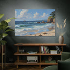 Seaside Beach Canvas Print — Coastal Landscape Matte Stretched Wall Art