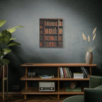 Vintage Library Books Canvas Print - Stacked Antique Bookshelf Wall Art