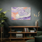 Abstract Swirl Canvas Art – Lavender & Peach Matte Stretched Canvas
