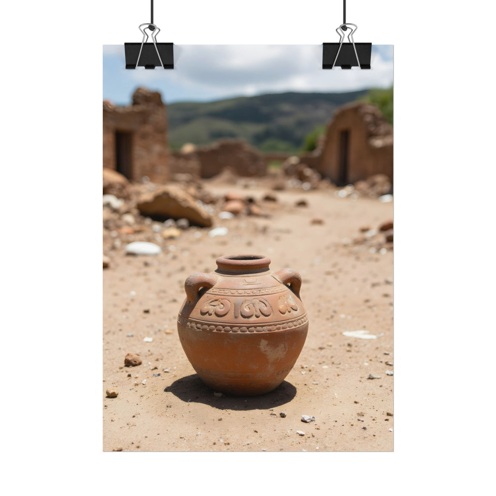 Rustieke terracotta bloempotwoestijnposter - opgerolde fotoafdruk