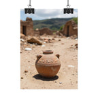 Rustieke terracotta bloempotwoestijnposter - opgerolde fotoafdruk