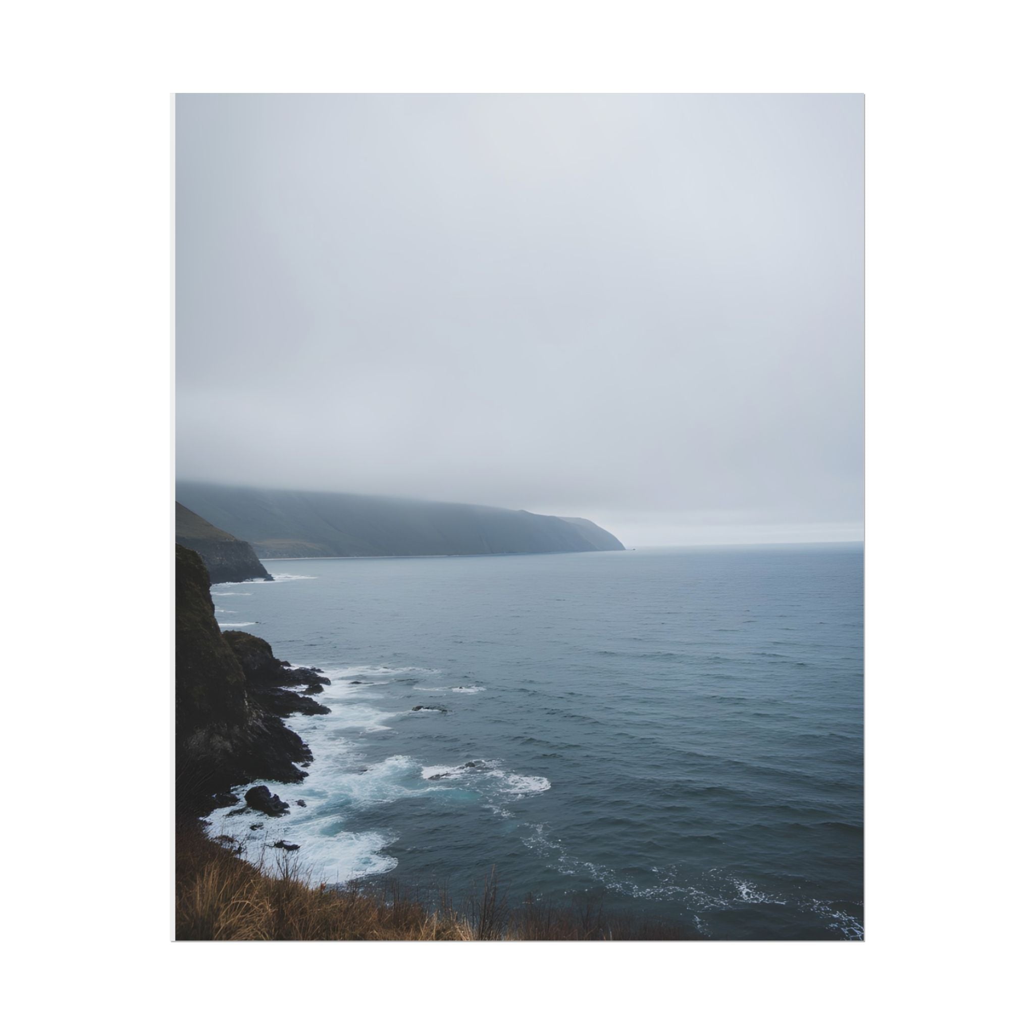 Foggy Coastal Cliff Wall Art  - Poster