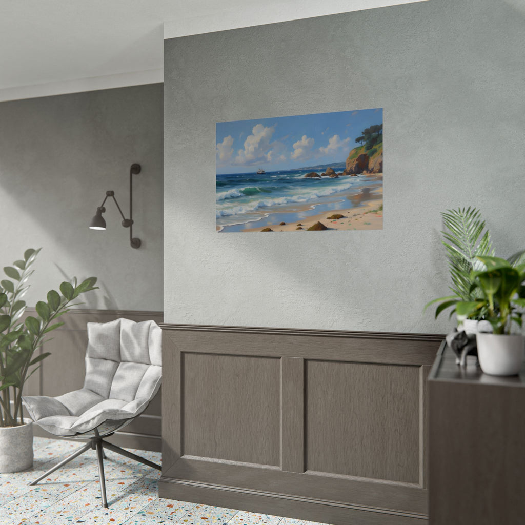Coastal Seascape Poster - Rolled Beach Print, Ocean Waves Wall Art