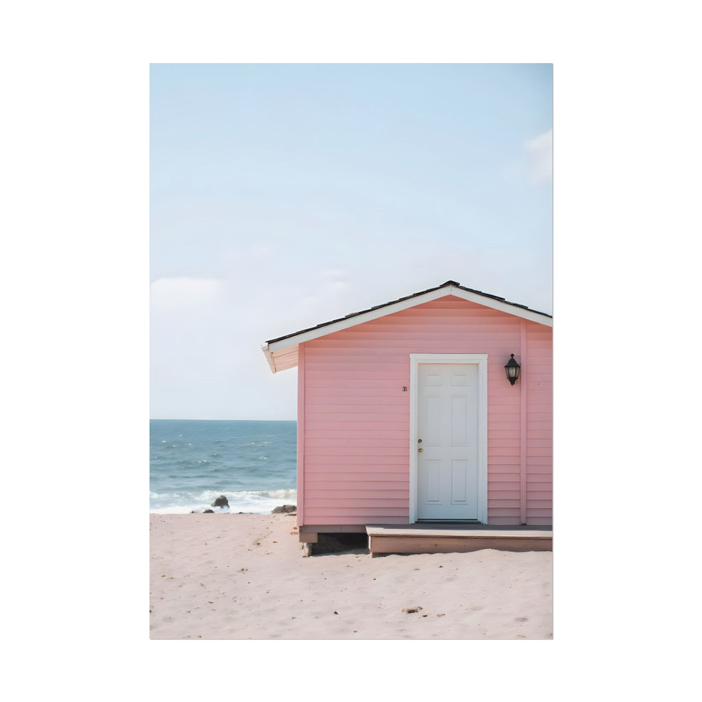 Pink Beach Cottage  Wall Art - Poster
