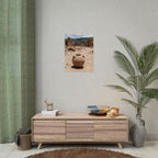 Rustieke terracotta bloempotwoestijnposter - opgerolde fotoafdruk