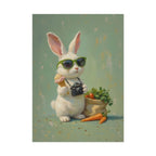 Green Bunny Rolled Poster — Cool Bunny with Camera Art Print