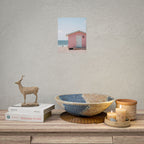 Roze strandhuisje als muurdecoratie - Poster 