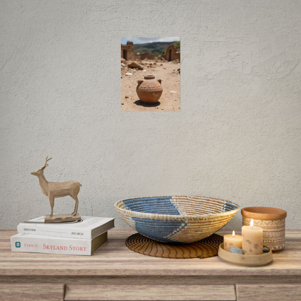 Rustieke terracotta bloempotwoestijnposter - opgerolde fotoafdruk