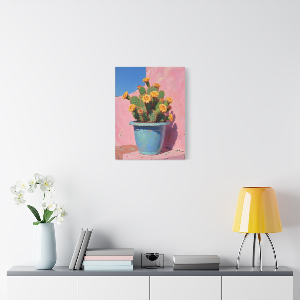 Cactus Roze Muurdecoratie - Gespannen Canvas 