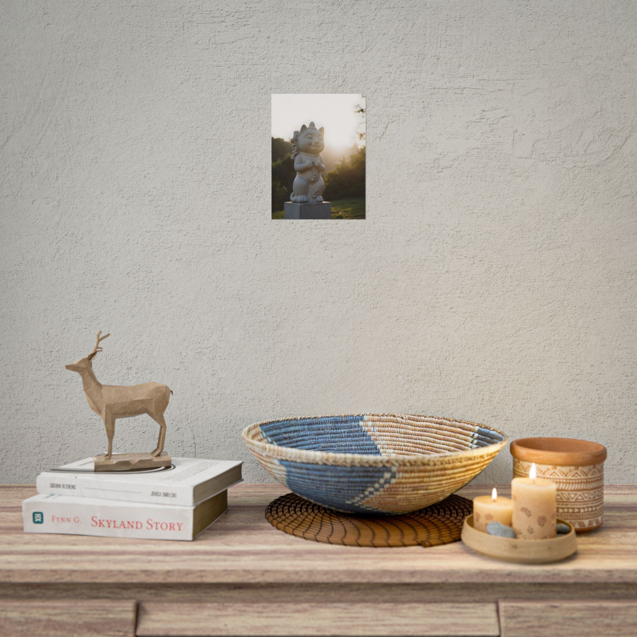 Zonovergoten gelukskat muurdecoratie - Poster 