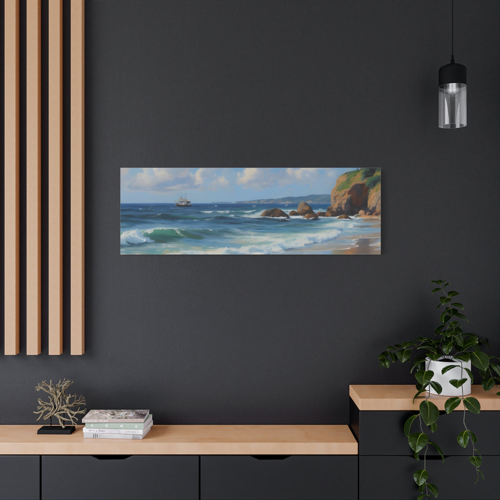 Seaside Beach Canvas Print — Coastal Landscape Matte Stretched Wall Art