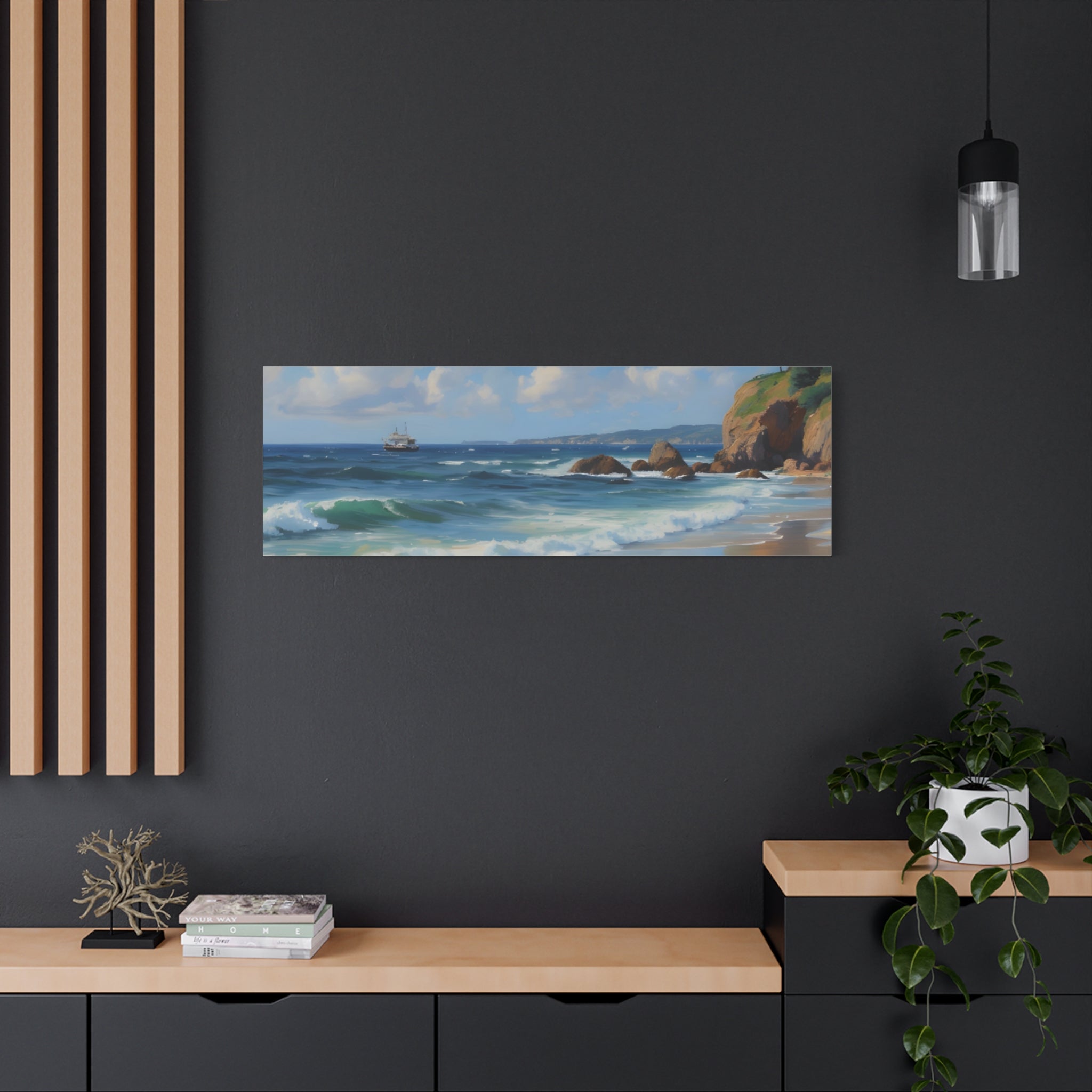 Seaside Beach Canvas Print — Coastal Landscape Matte Stretched Wall Art