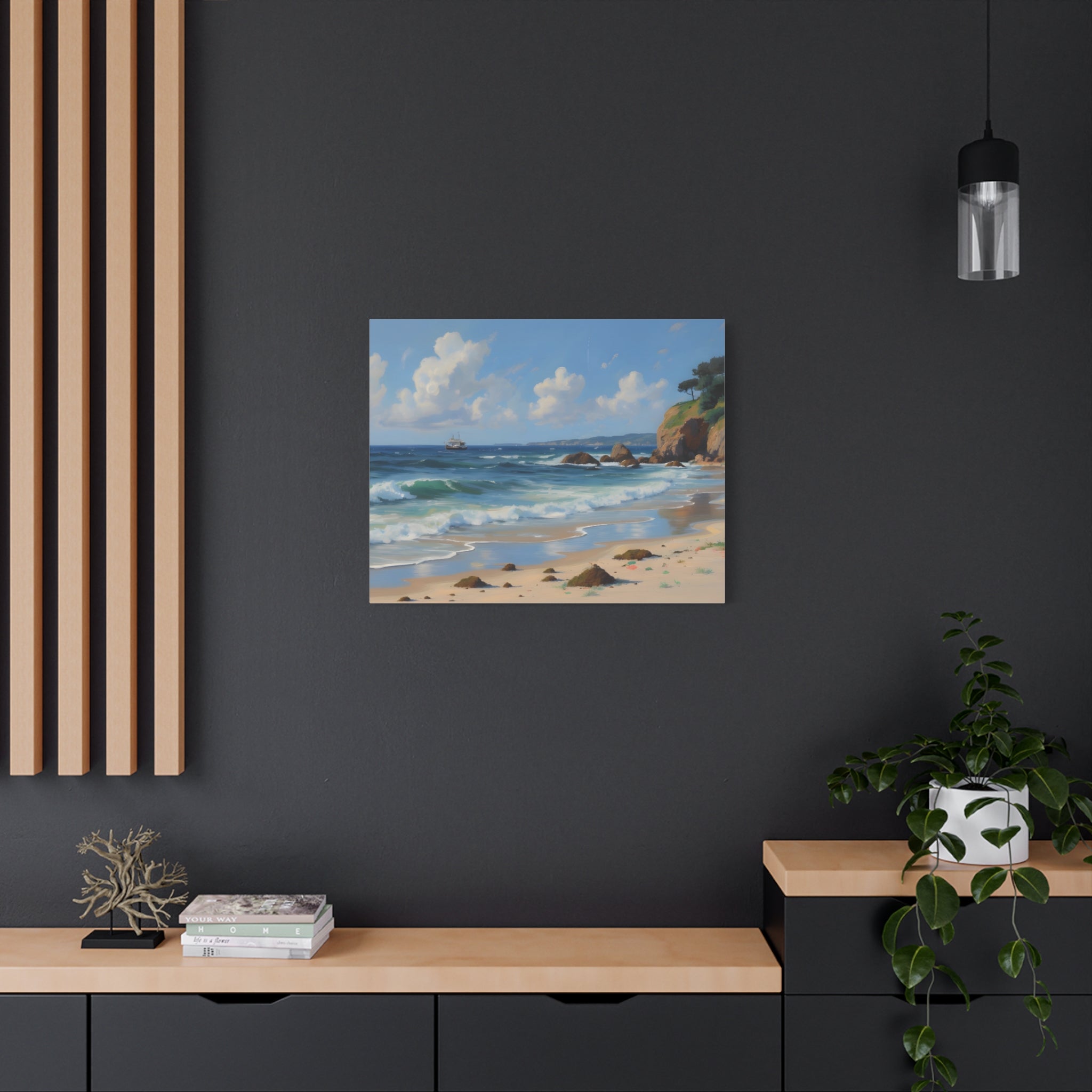 Seaside Beach Canvas Print — Coastal Landscape Matte Stretched Wall Art
