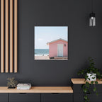 Pink Beach Cottage  Wall Art - Stretched Canvas