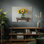 Sunflowers in Green Pitcher Wall Art - Stretched Canvas