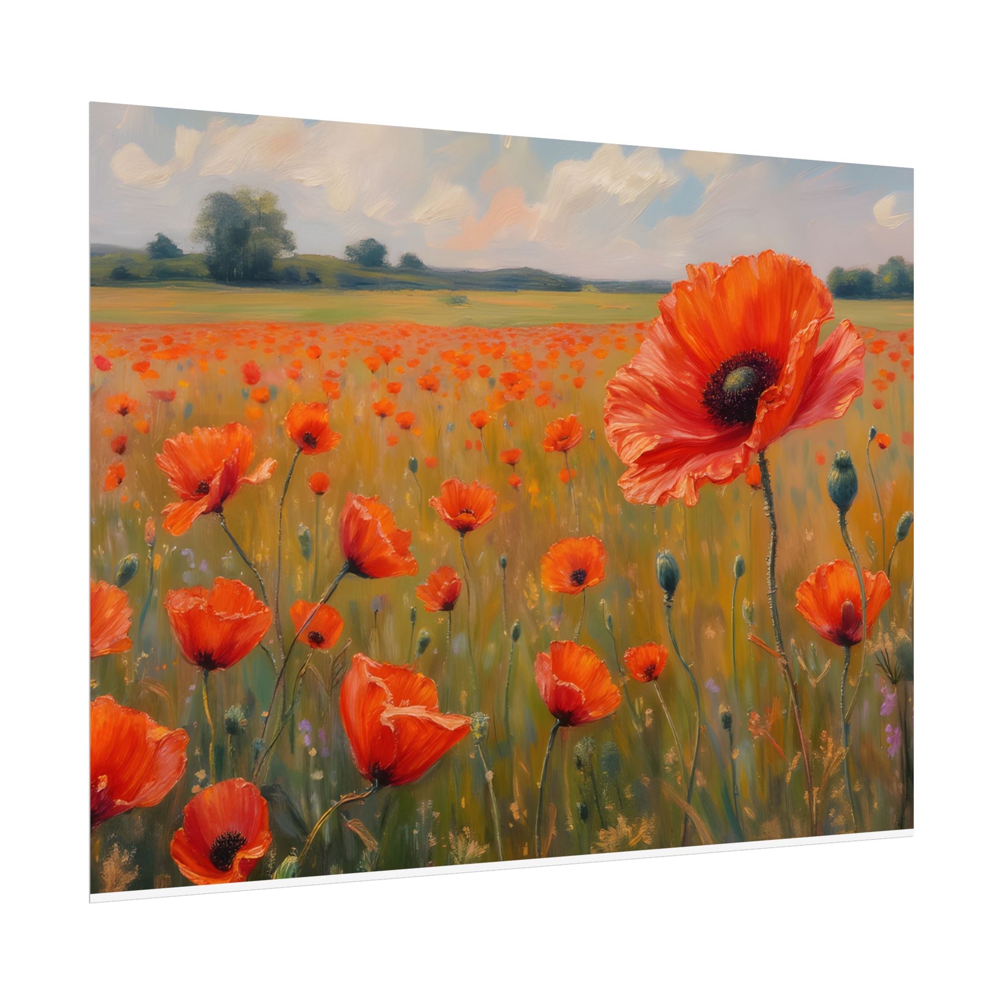 Poppy Field Art Poster - Rolled Floral Wall Print for Home & Office