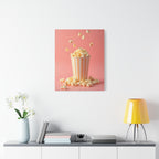 Popcorn met een roze achtergrond Muurdecoratie - Gespannen canvas 