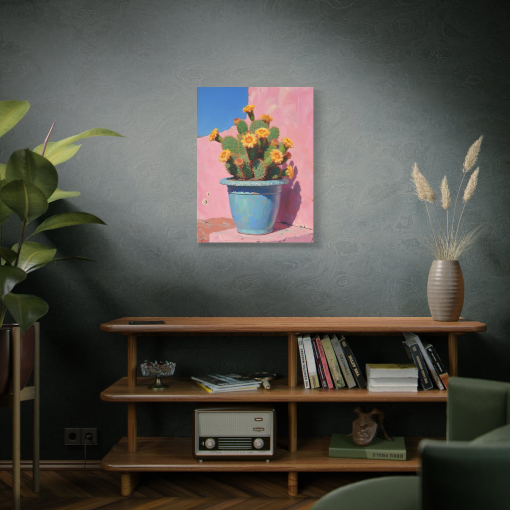 Cactus Roze Muurdecoratie - Gespannen Canvas 