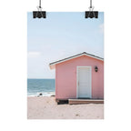 Roze strandhuisje als muurdecoratie - Poster 