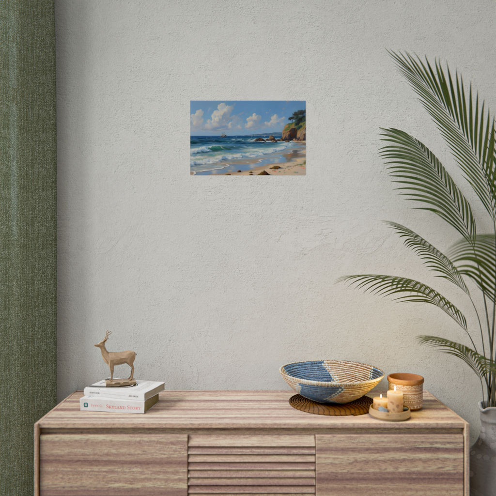 Coastal Seascape Poster - Rolled Beach Print, Ocean Waves Wall Art