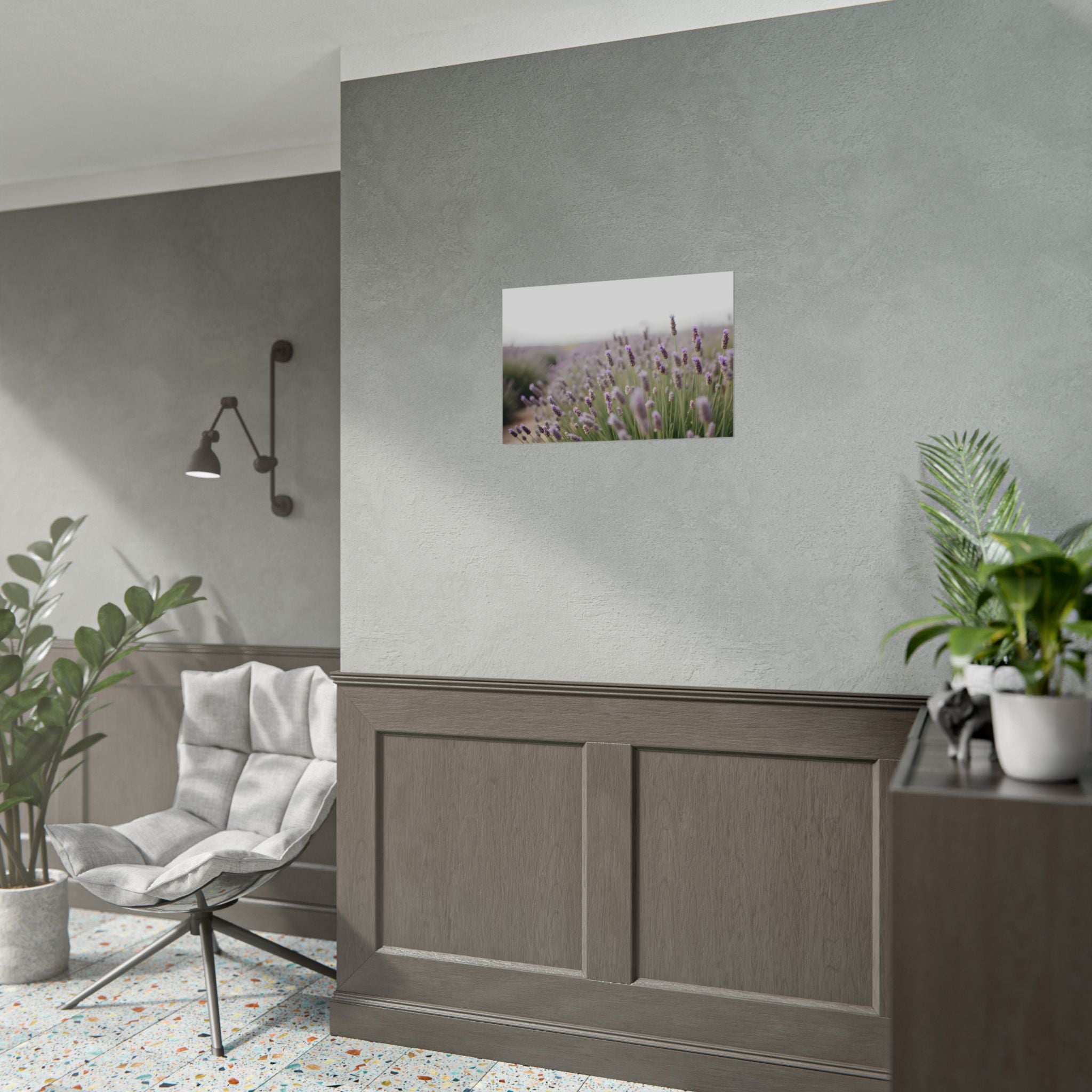 Muurdecoratie met lavendelveld – Poster 