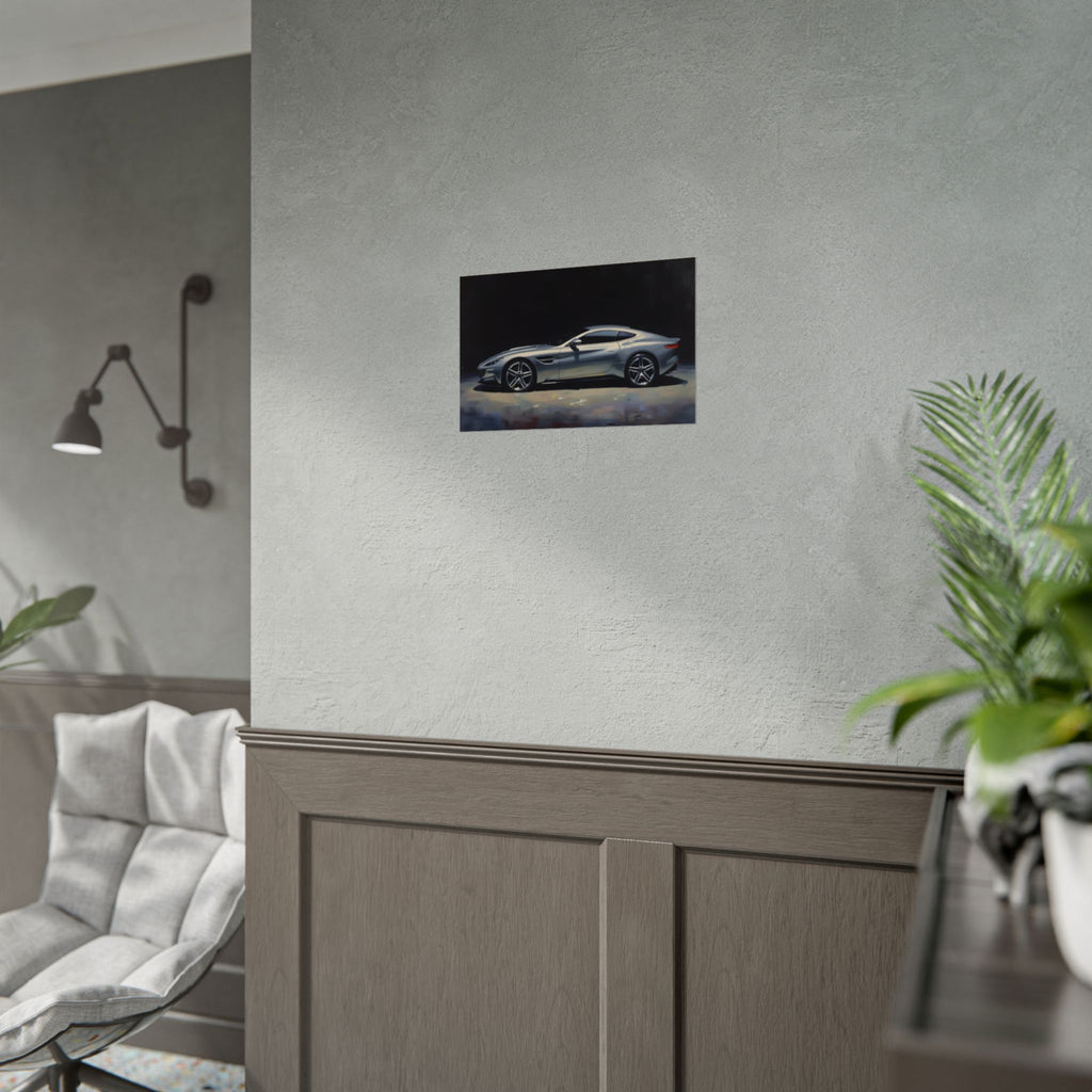 Sports Car Poster - Silver GT Automotive Art Print (Rolled Poster)