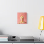Popcorn met een roze achtergrond Muurdecoratie - Gespannen canvas 