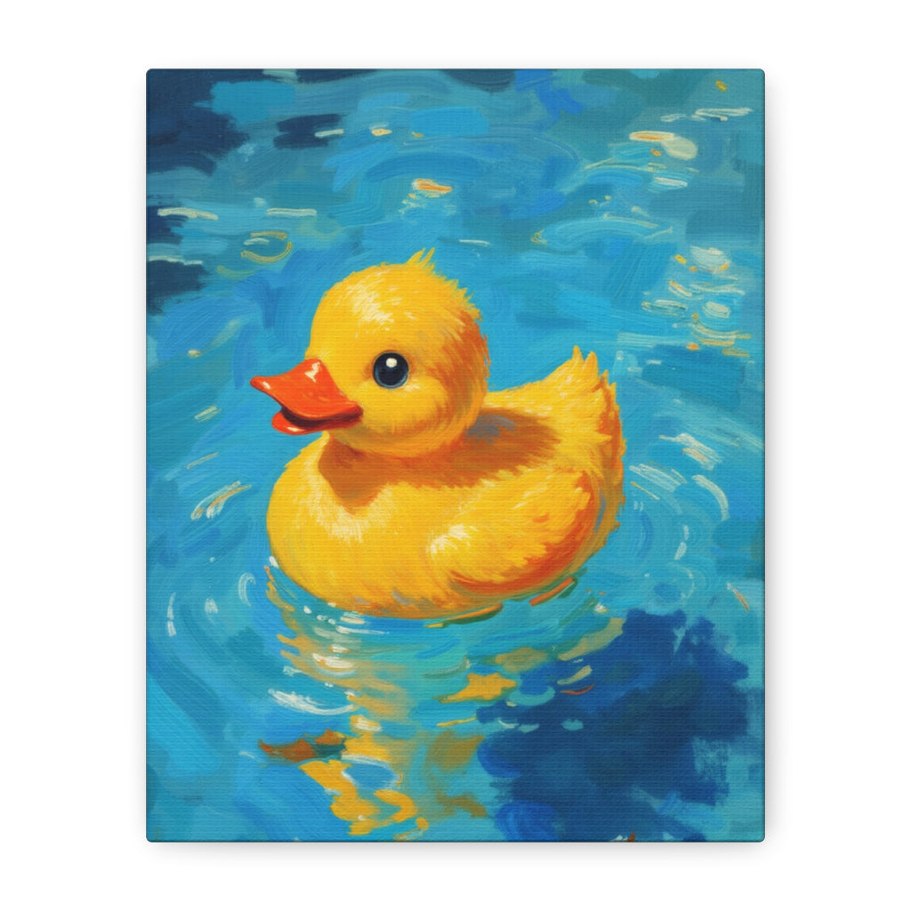 Rubber Duck Painting Canvas — Bright Yellow Nursery Wall Art