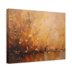 Abstracte muurdecoratie met gouden weidemotief - opgespannen canvas 