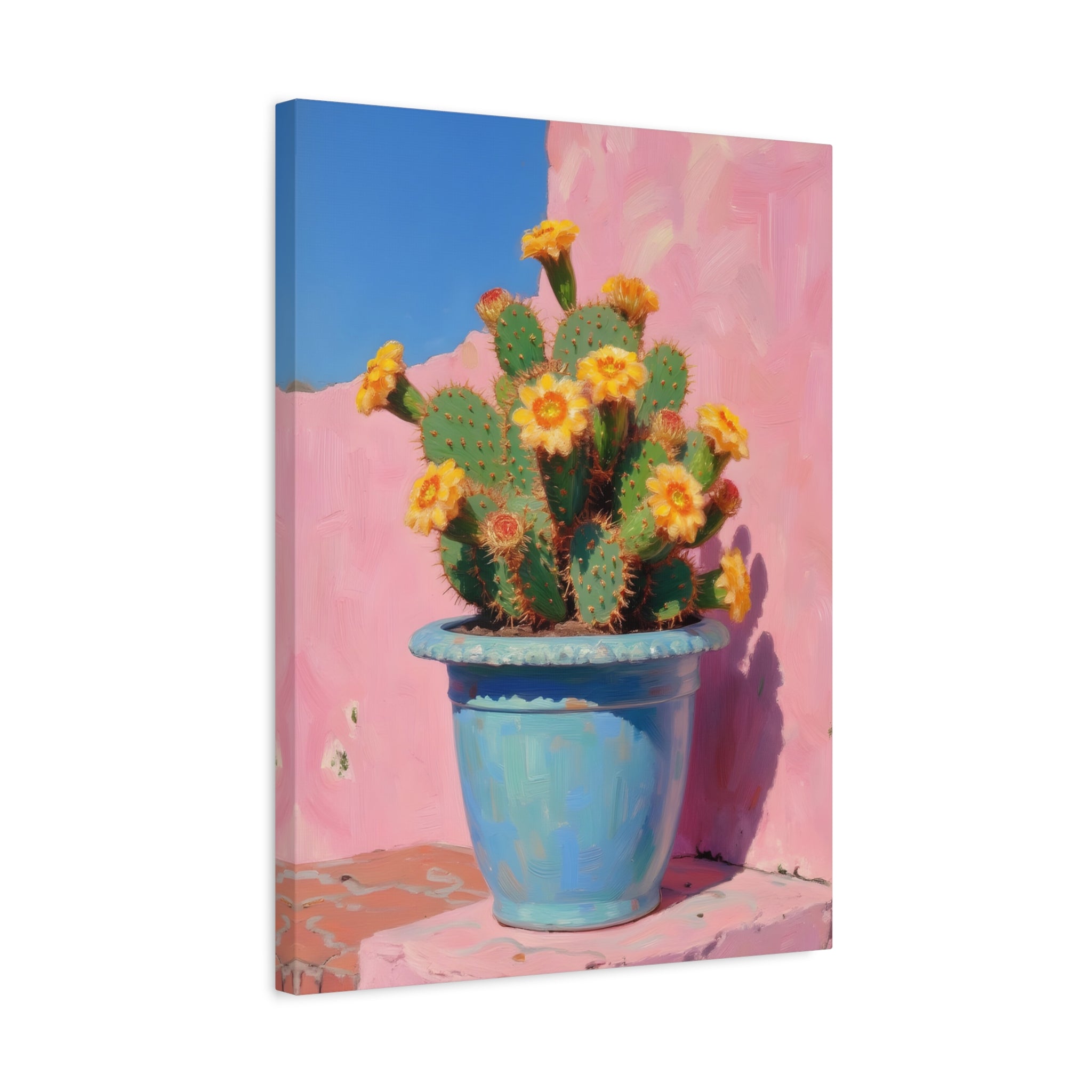 Cactus Roze Muurdecoratie - Gespannen Canvas 