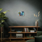 Southwestern Cactus Canvas Wall Art - Turquoise Door Painting (Matte Stretched)