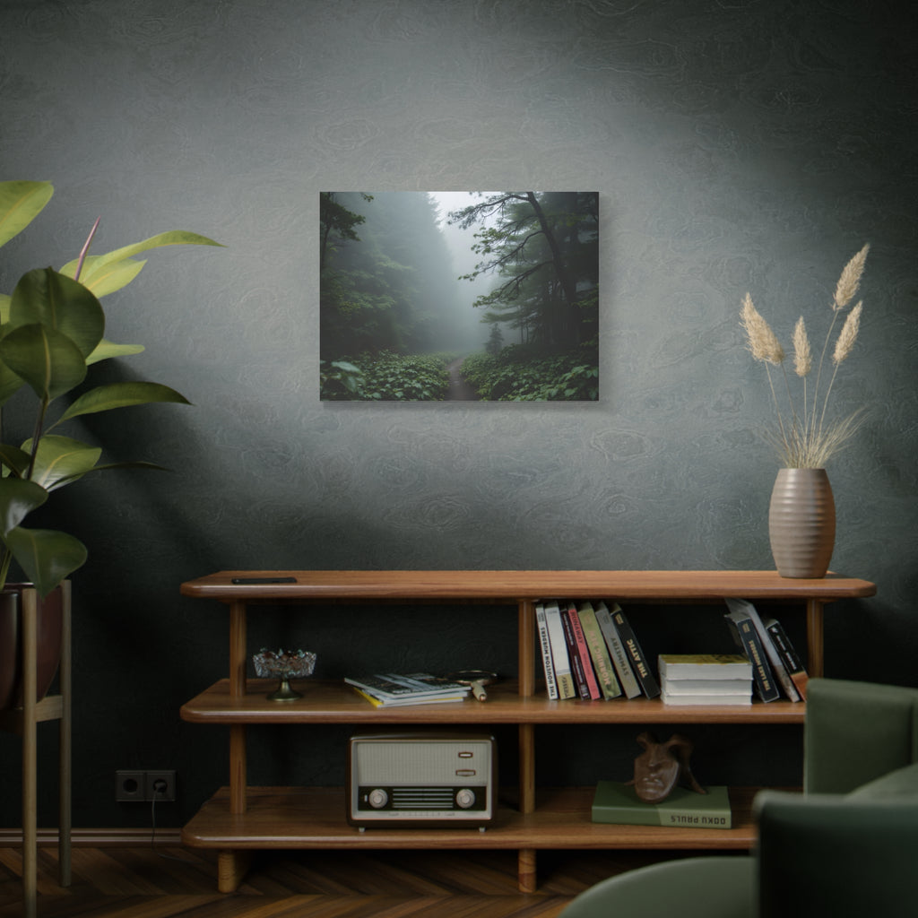 Misty Forest Path  Stretched Wall Art - Canvas Print