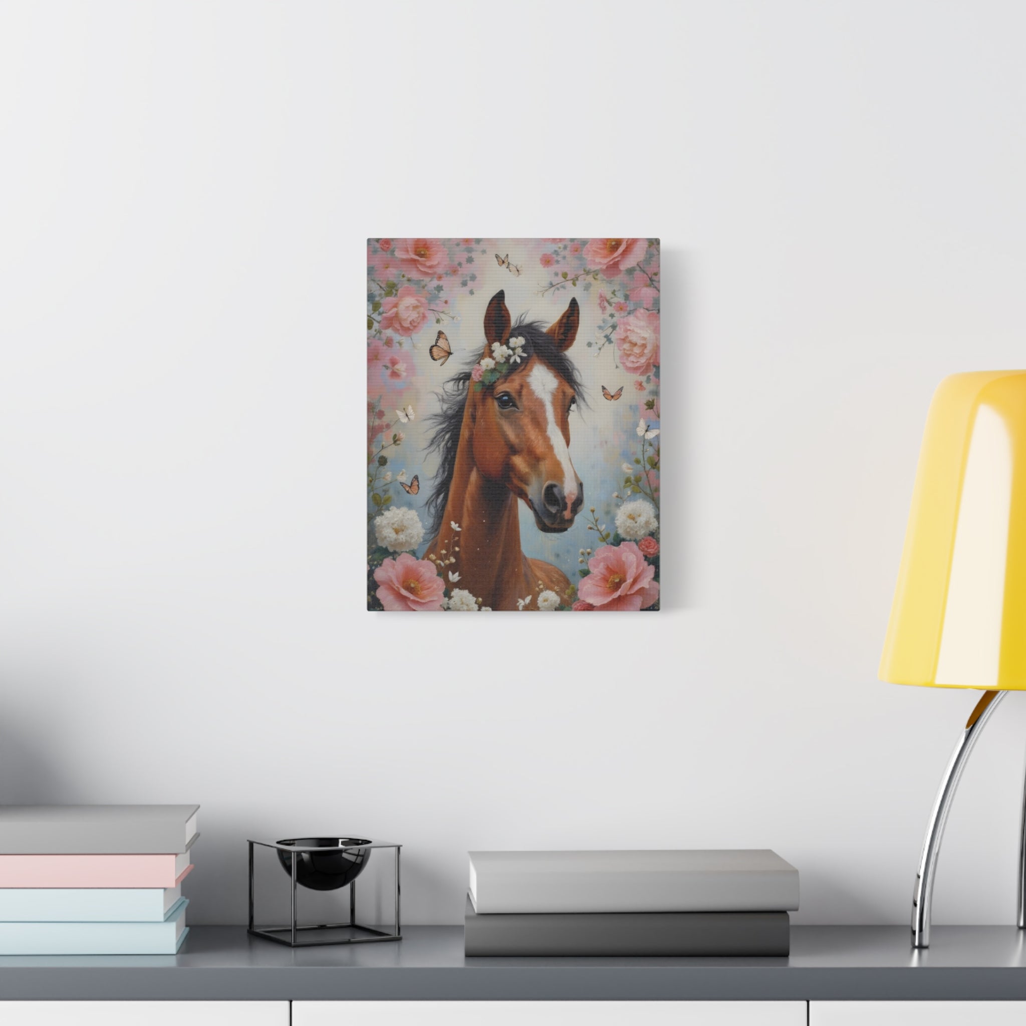 Floral Horse Portrait Canvas — Matte Stretched Wall Art