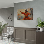 Martial Artist Art Poster - Warrior in Orange Traditional Kung Fu Wall Art