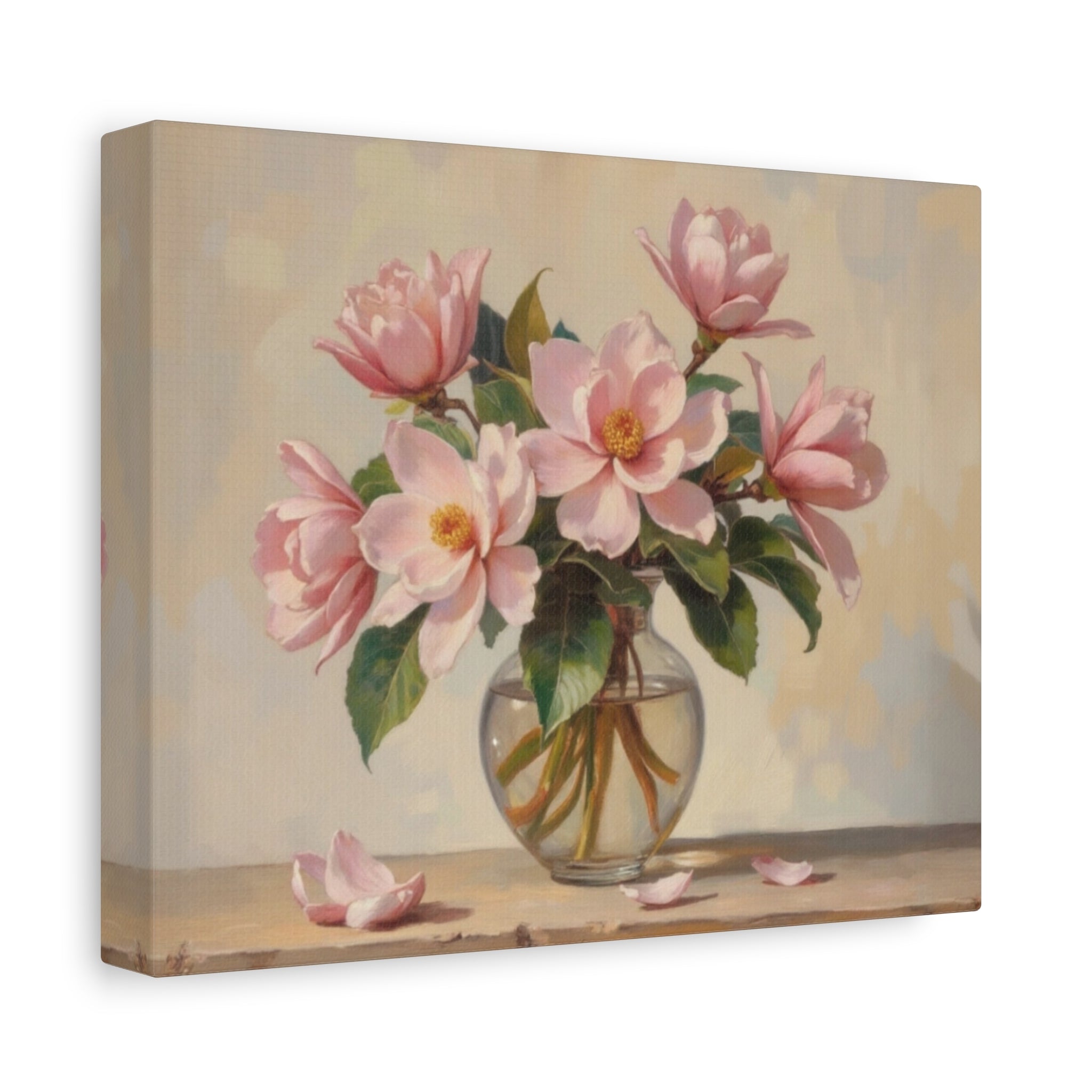Pink Peonies Bouquet Canvas Wall Art - Stretched Matte Floral Print