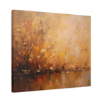 Abstracte muurdecoratie met gouden weidemotief - opgespannen canvas 
