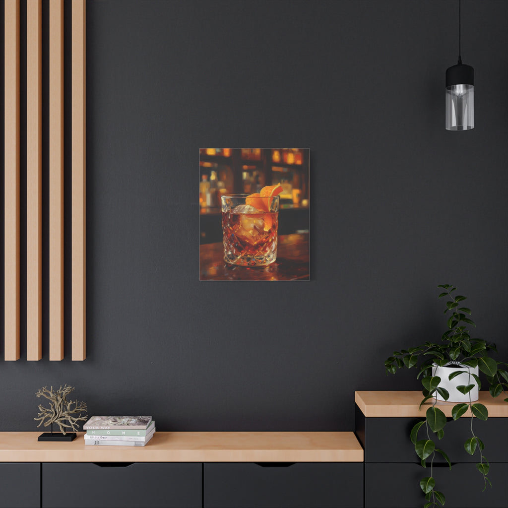 Whisky auf Eis – Wandbild – Bar- und Wohndekoration – Leinwand 