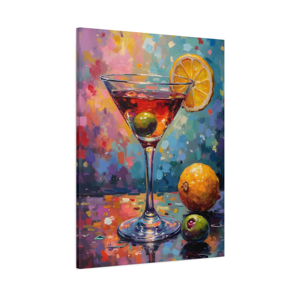 Buntes Martini-Glas-Leinwandbild mit matter Oberfläche - Keilrahmen