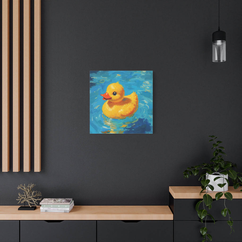 Rubber Duck Painting Canvas — Bright Yellow Nursery Wall Art