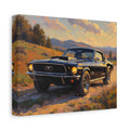 Vintage Mustang Sonnenuntergangs-Wandbild – Klassisches Muscle-Car – Leinwand 