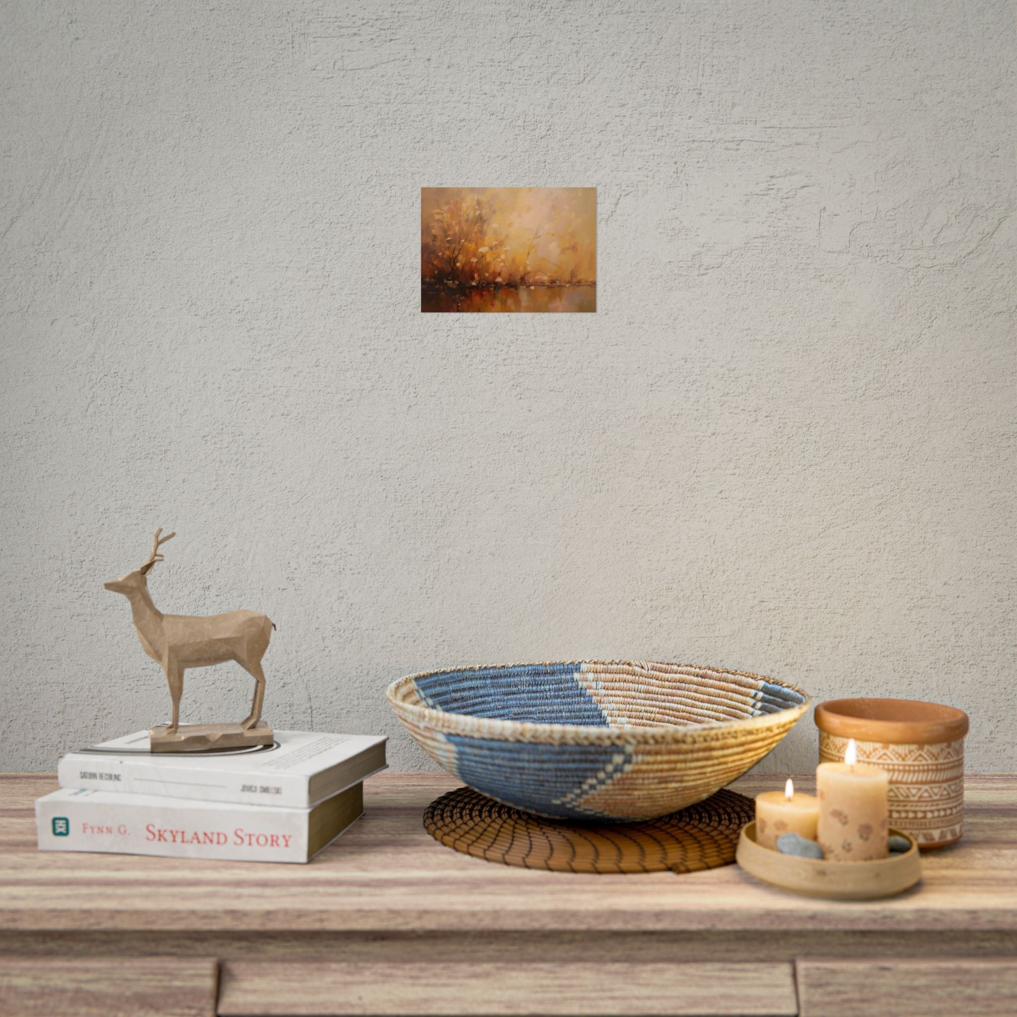 Abstracte muurdecoratie met gouden weidemotief - Poster 