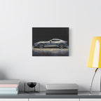 Silver Sports Car Matte Canvas Print — Modern Automotive Wall Art