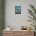 Blue Bunny Poster - Cute Sunglasses Rabbit Rolled Art Print