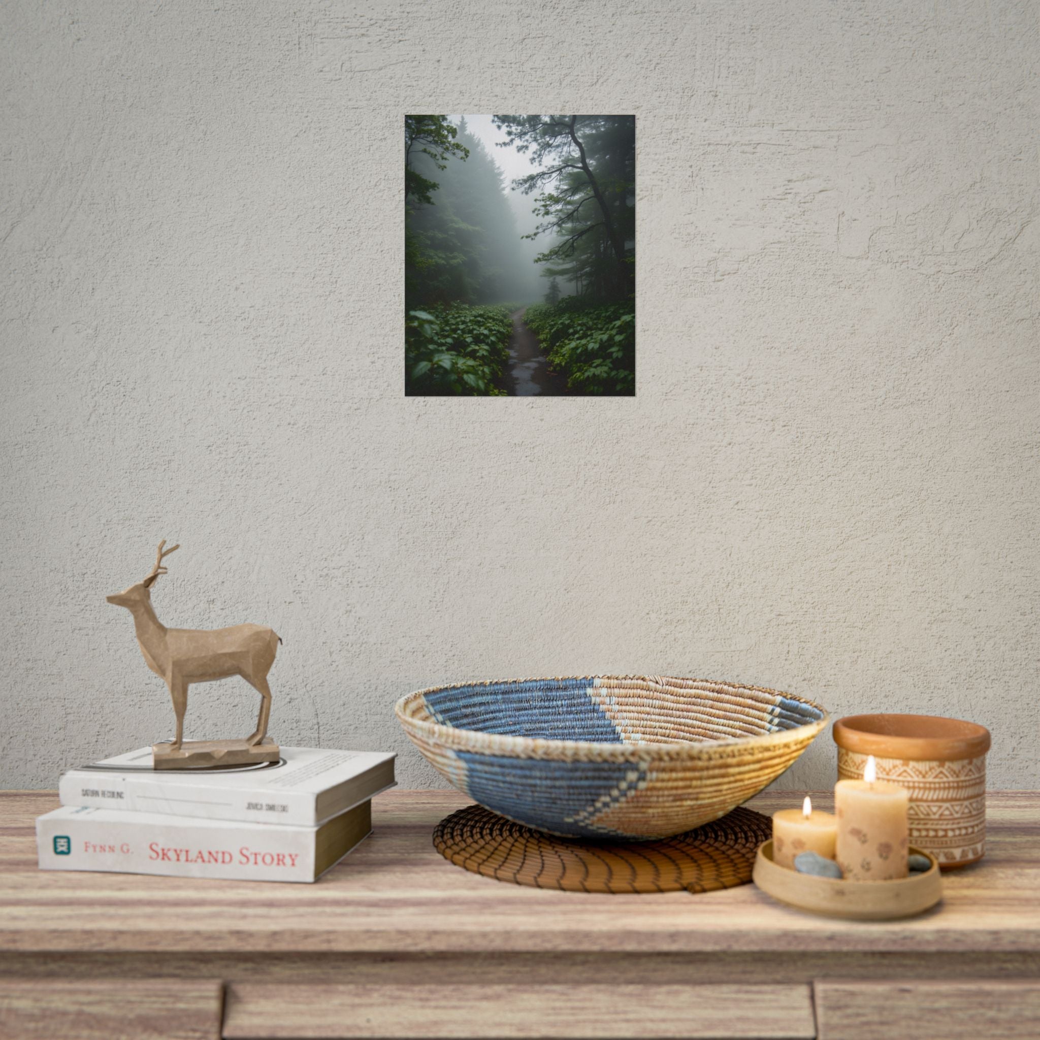 Misty Forest Path  Stretched Wall Art - Poster