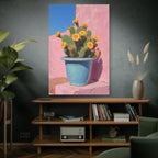 Cactus Roze Muurdecoratie - Gespannen Canvas 