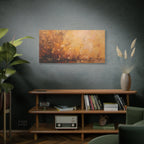 Abstracte muurdecoratie met gouden weidemotief - opgespannen canvas 