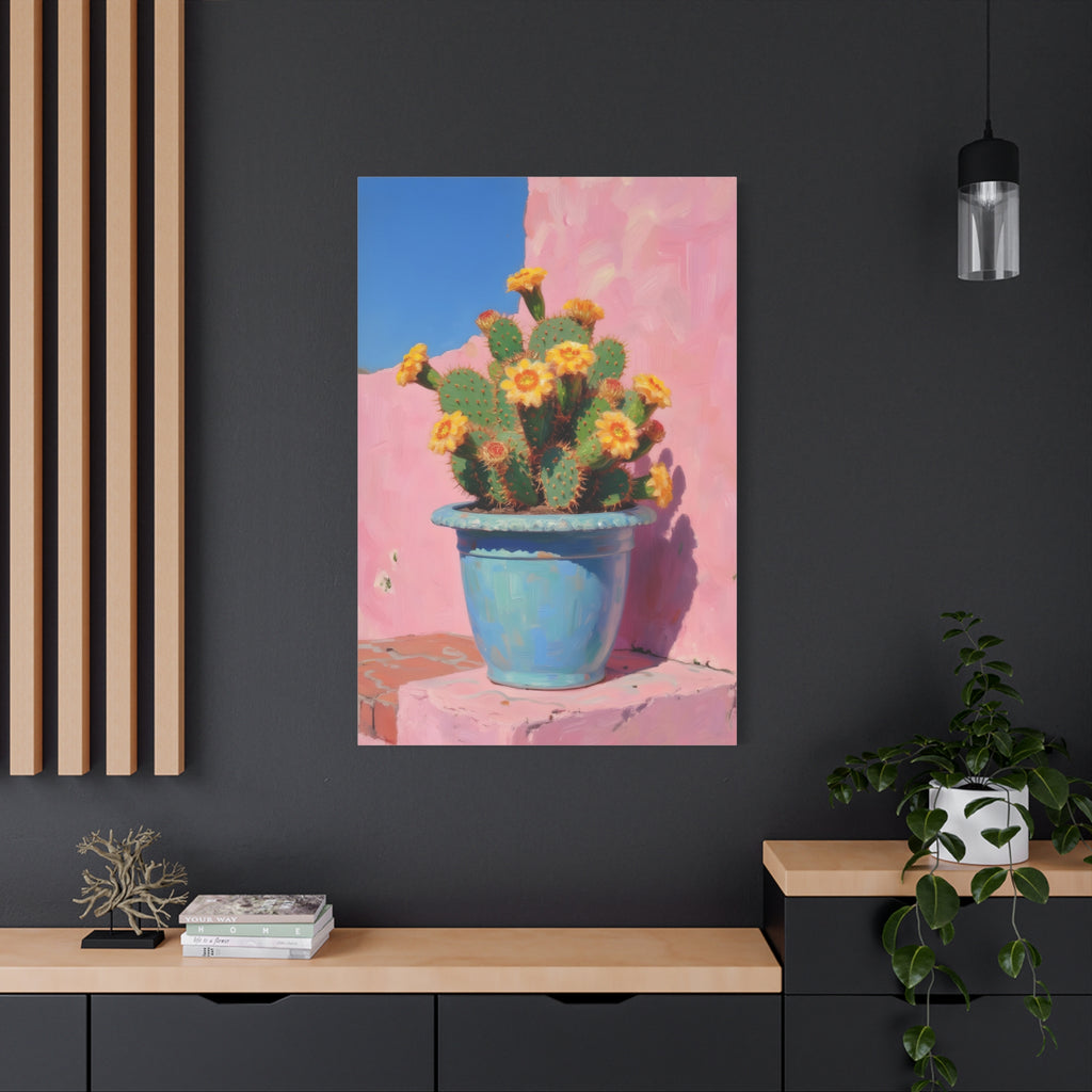 Cactus Roze Muurdecoratie - Gespannen Canvas 