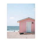 Pink Beach Cottage  Wall Art - Stretched Canvas