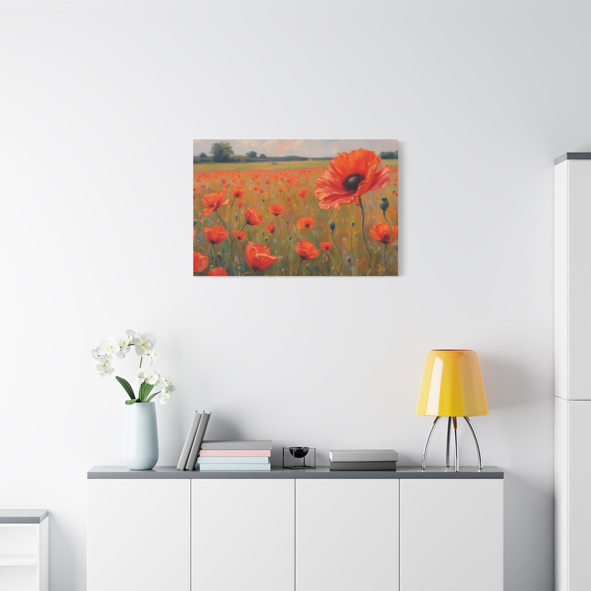 Poppy Field Canvas Wall Art — Matte Stretched Floral Painting