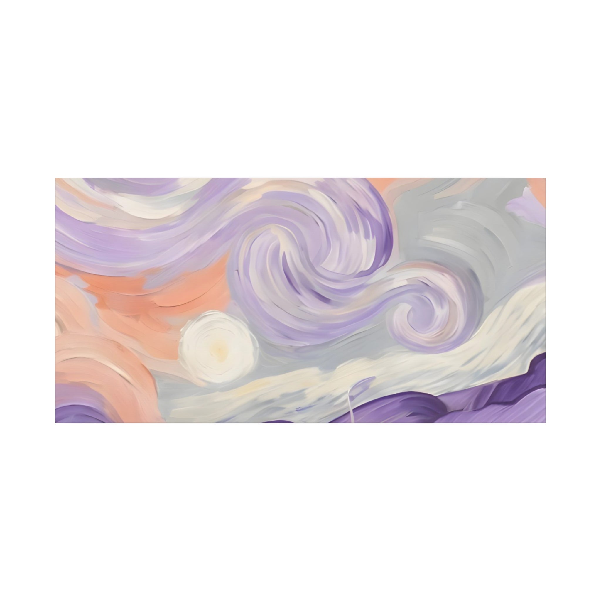 Abstract Swirl Canvas Art – Lavender & Peach Matte Stretched Canvas